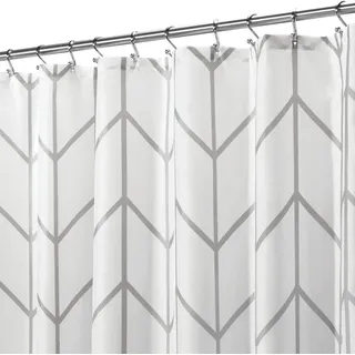 mDesign Badaccessoire-Set mDesign Duschvorhang Badewannenvorhang Duschgardine Grau/Weiss Fisch