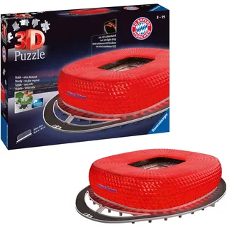 Ravensburger 3D Puzzle 12530 - Allianz Arena Night Edition - FC Bayern München Fanartikel - leuchtet im Dunkeln - Geschenkidee für Bayern-Fans ab 8 Jahren, Fußball Geschenke Jungen und Mädchen