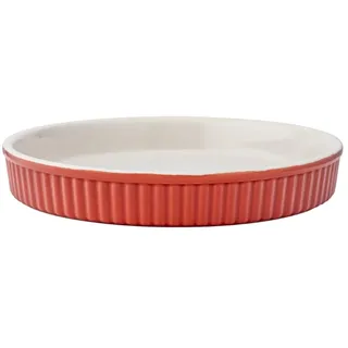 Tarteform Backform Quicheform Obstkuchenform aus Hochwertiges Keramik 24 cm - 3,5 cm hoch (Rot - Coral)
