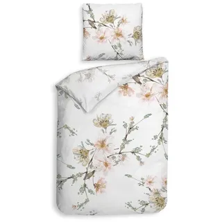 Heckett and Lane Bettwäsche Heckett & Lane Mako-Satin Bettwäsche 155x220 Francine White Kirschblüt, Mako-Satin, 2 teilig beige|rosa