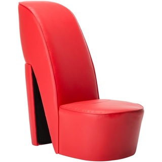 vidaXL Schuhsessel High Heel Design Sessel Stuhl Polstersessel Wohnzimmersessel Loungesessel Relaxsessel Hocker Sitzhocker Rot Kunstleder