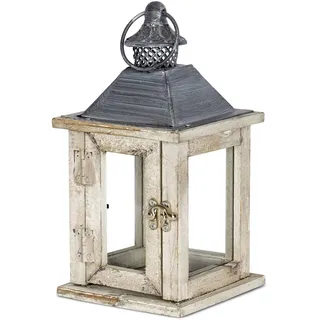 levandeo Laterne Holz 27x13x13cm Metall Glas Natur Braun Gartenlaterne Shabby Chic