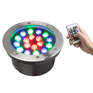 WZYJLyds Bodeneinbaustrahler Aussen RGB Farbwechsel Bodenleuchte Dimmbar IP67 Wasserdicht LED Bodeneinbauleuchte für Garten, Outdoor, Landschaftsdekoration(18W,AC85-220V)