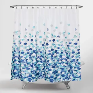 Wolke sieben Premium Duschvorhang Badezimmer Vorhang Polyester Wasserdicht Waschbar Anti-Schimmel I Verstärkter Saum mit Gewichtsband I Set inkl. 12 Haken, Metall-Ösen (Blau, 180 x 180 cm)