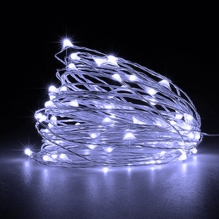 Jsdoin Lichterkette Draht,5m 50LEDs Lichterketten Batteriebetrieben, Klein Innen Lichterkette für Weihnachten, Schlafzimmer, Party, Hochzeit, Baumdekoration (4 Stück, Kaltweiß)