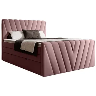 Luxusbetten24 Boxspringbett Celia, mit Stauraum rosa 160 cm x 200 cm