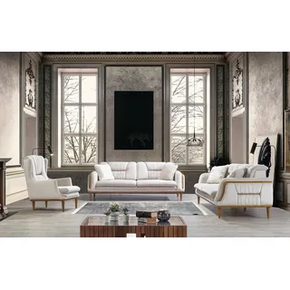Moderne Weiße Luxus Sofagarnitur 3+3+1 Sitzer Designer Couchen Sessel