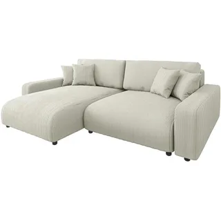 S-Style Ecksofa Cord 4-Sitzer Beige