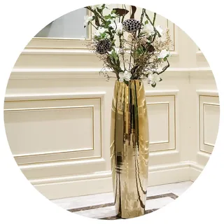 Hohe Bodenvase Gold 91,4 cm – Große dekorative Keramikvase für Wohnzimmer, Badezimmer und Veranda-Dekorationen – elegante goldene hohe Vase für Pampasgras, Zweige – atemberaubendes Heimdekor-Stück
