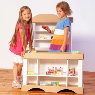 Calafant CALASHOP Kinder Kaufladen aus Karton zum anmalen DIY Theke & Regal