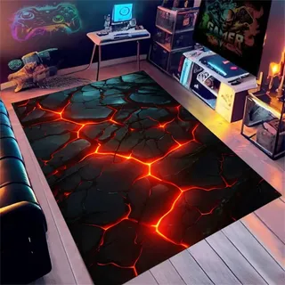Neon 3D Gaming Teppich Optische Illusion Gamer Matte Weicher Flanell-Teppich für Jugendzimmer & Spielzimmer Rutschfest, Bereich Teppich Bequem Carpet Gamer Bedroom Accessories, 100x150 cm, Color 3