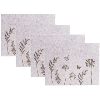 levandeo 4er Set Tischset Filz 45x35cm Blumen Platzdeckchen Platzset Frühling Blumenwiese Tischdeko Deko Tischmatte