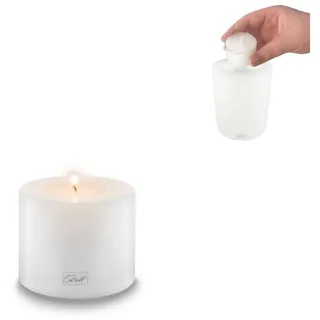 Qult Teelichthalter Qult Farluce Trend - Durchm. 8cm Teelichthalter in Kerzenform Dauerkerze Kunststoffkerze in Kerzenoptik Teelichtkerze mit Teelichteinsatz inkl, Teelicht 6 cm