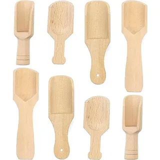 Unyqoos® 8er-Set Mini-Holzlöffel – kleine Küchen- & Teelöffel aus naturbelassenem Holz, für Salz, Gewürze, Tee, Mehl & Kaffee, gratfrei