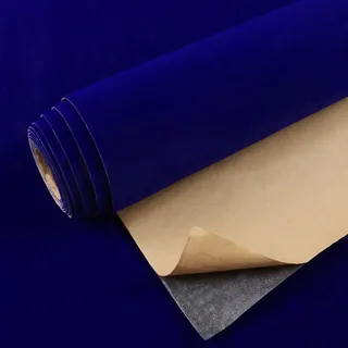 VEELIKE Tapete Samtstoff Blau Klebefolie Möbel Vintage Möbelfolie Selbstklebend Ornamente Schmuckkästchen Dekorfolie Stoff Wandtapete Luxus Samttapeten Tapeten Schlafzimmer Schubladen 40cmx300cm