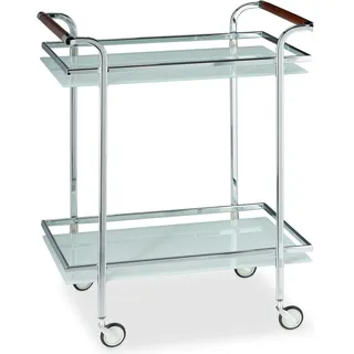 Relaxdays Relaxdays, Servierwagen Milchglas Weiß,Silber