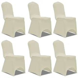 furnicato Hussen-Set Stuhlhusse cremefarben für Stühle bis 100 cm Höhe, 6 Stück weiß