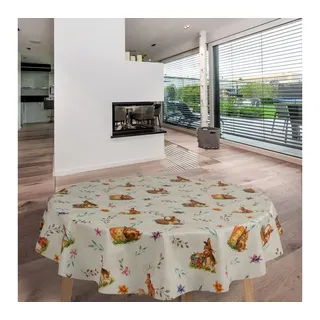 laro Tischdecke Wachstuch-Tischdecken Ostern Osterhase Rund 140cm