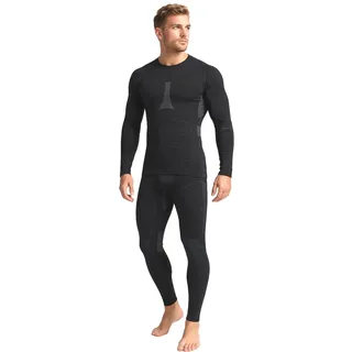 icefeld®: Thermounterwäsche Herren Set/Skiunterwäsche/Sportunterwäsche Seamless: langärmliges Oberteil + Lange Unterhose (ÖkoTex100)