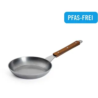 WOLL Bratpfanne Woll Carbon Steel Flachpfanne, Karbon-Stahl (1-tlg), natürlicher Antihafteffekt nach dem Einbrennen silberfarben Ø 20 cm x 20 cm x 44 cm x 5 cm