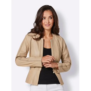 Lederblazer CREATION L PREMIUM "Lammnappa-Lederblazer", Damen, Gr. 40, braun (camel), 100% Lammnappaleder, Blazer
