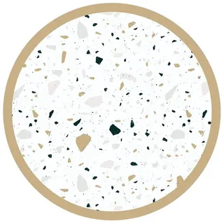 Bilderdepot24 Teppich Vinyl Wohnzimmer Schlafzimmer Flur Küche Muster Terrazzo, rund - weiss glatt, nass wischbar (Küche, Tierhaare) - Saugroboter & Bodenheizung geeignet weiß 240 cm x 240 cm