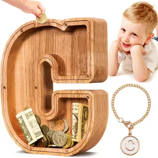 Spardose Holz Kinder personalisiert Buchstabe Sparschwein C