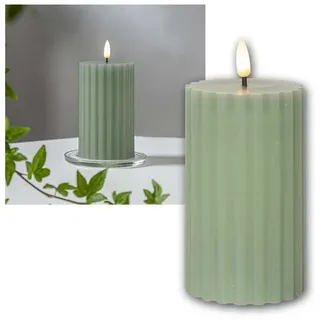 Star Trading Flamme Stripe LED Stumpenkerze 15 cm grün