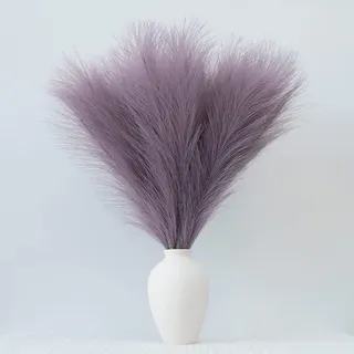 30 Stück Künstliches Pampasgras Lila 55cm Flauschige Trockenblumen Deko | Vase Boho Kunstblumen & Kunstpflanzen für Wohnzimmer, Tischdeko & Hochzeit Klein, Fusselfrei