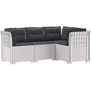 vidaXL 4-Sitzer Loungesofa Rattan-Look Weiß