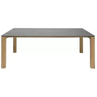 Sunfun Zoe Gartentisch  (L x B x H: 220 x 100 x 77 cm, Keramik, Teak, Rechteckig, Naurbraun/Anthrazit)