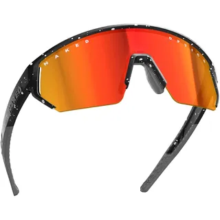 NAKED Optics BLADE Sportbrille Herren, Fahrradbrille Damen, Sport Sonnenbrille mit UV400 Schutz, Schnelle Brille, Rennrad Radbrille, Laufbrille, TR90 Rahmen (Schwarz m. weißen Dots (Rotes Glas))