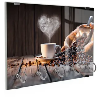 DEQORI Schlüsselbrett 'Rustikale Kaffeeliebe ', (1 St), Schlüsselhalter Schlüssel Haken Schlüsselboard modern Schlüsselleiste braun