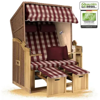 Strandkorb Hanse Strandkorb Strandkorb 2-Sitzer Ostsee Volllieger Beige Rot, BxTxH: 120x80x160 cm, Ostsee Volllieger, Ostsee 2-Sitzer Modell 2025, Stabiles Wacholder mit handgefertigtem Polyrattangeflecht grün