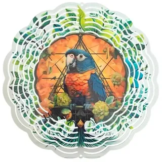 Ladreas Windspiel Edelstahl 3D Windspiel Windspinner 20cm Papagei WI74 bunt