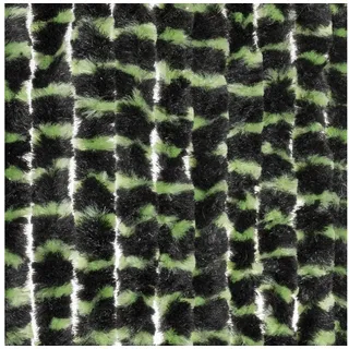 Moritz Türvorhang Flauschvorhang 90 x 220 cm grün schwarz gestreift (1 St), Hakenaufhängung, Chenille Vorhänge Camping Türvorhang Wohnwagen Wohnmobil Zubehör
