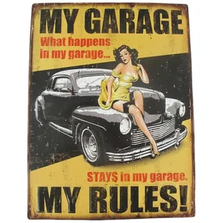 Blechschild, Reklameschild My Garage, Pin- Up Schild, Auto, Wandschild 40x30 cm