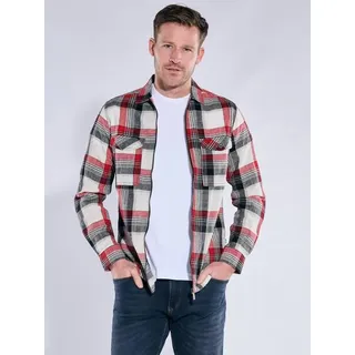 engbers Herren Overshirt kariert Rot regular Kent-Kragen - 3XL