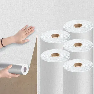 Anttyscar 5 Rolle Selbstklebend Tapete Weißer Tapete 3mm Verdickende Thermische Isolierung Akustikpanel Wasserdicht für Schlafzimmer Wohnzimmer 50 cm x 280 cm