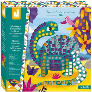 Janod - From 4 years old - Creative Kit - Dinosaur Mosaics - Calm Workshops - Creative Leisure - Dexterity and Concentration - J07903