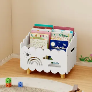 DUHARS Kinder Bücherregal Holz, Montessori Bücherregal Kinder, Bücherkiste Kinder für Leseecke, Babyzimmer, Kinderbücherregal, Bücherbank, Spielzeug Organizer Regal Kinderzimmer Aufbewahrung
