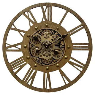 Wanduhr Mit Zahnrad Aus Metall Und Holz – Vintage-stil