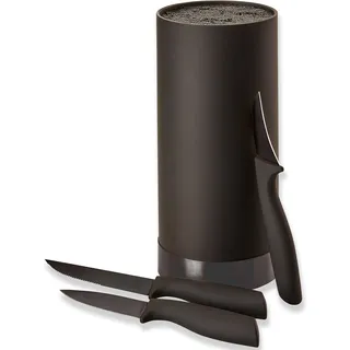Messerblock ECHTWERK "Black Edition" Messerblöcke schwarz Echtwerk Messer Set 4tlg mit Borsteneinsatz 11 cm x 22 cm, inkl. 3 Kochmessern