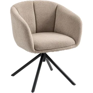 HOMCOM Sessel Wohnzimmer drehbar Loungesessel Relaxsessel mit Metallbeine Lesesessel mit Leinenoptik, Polstersessel für Schlafzimmer Hellbraun