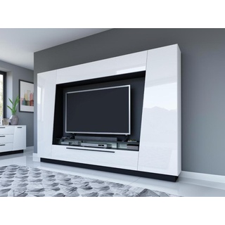 TV-Möbel TV-Wand mit Stauraum & LEDs - MDF lackiert - Weiß - CHACE