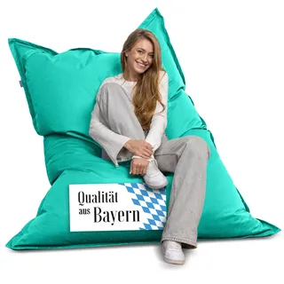 Bruni Riesen-Sitzsack Caree in Türkis – rechteckiger XXL-Sitzsack mit 140x180 cm und 400 l Füllung, Bean-Bag mit Innenhülle, Liegesack, Abnehmbarer Bezug, Indoor und Outdoor, aus Deutschland