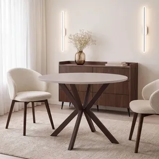 WFL GROUP Valio Ø 100 cm ausziehbar beige/grau