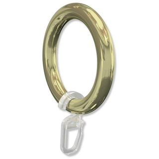 INTERDECO Gardinenring Rundringe mit Faltenhaken, für 28 mm Ø Gardinenstangen, (Packung, 10-St., Messing-farbig), Kunststoff goldfarben