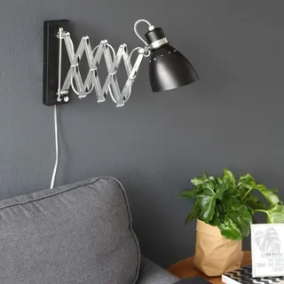 Wandlampe Spotleuchte Wandleuchte verstellbar Ziehharmonika Leseleuchte schwarz