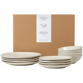 Broste Copenhagen Nordic Dinner Set Braun/Weiß 12-tlg.